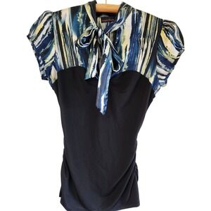 Y2K‎ Vintage satin top neck tie blouse Size Medium Tempted Hearts